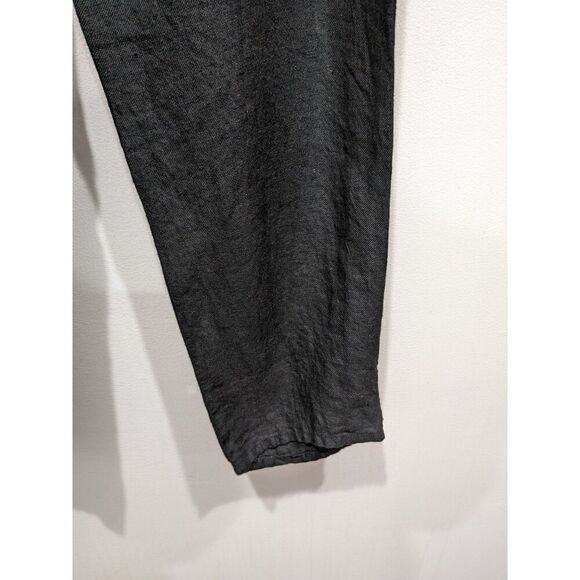Humanoid Black Washable Italian Linen High Waist Pleat Front Trouser Pants, XS - Picture 5 of 9
